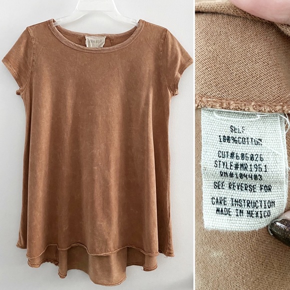 Moon River chic lagenlook 100% cotton jersey marble wash top, terra cotta - Picture 4 of 10